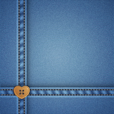 denim and heart sewing button, vector backgroundのイラスト素材