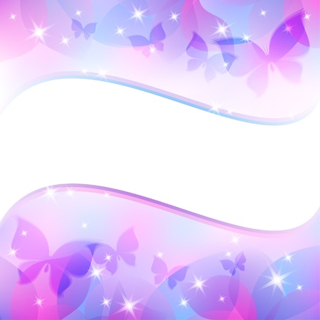 abstract background with wave shape and butterfliesのイラスト素材