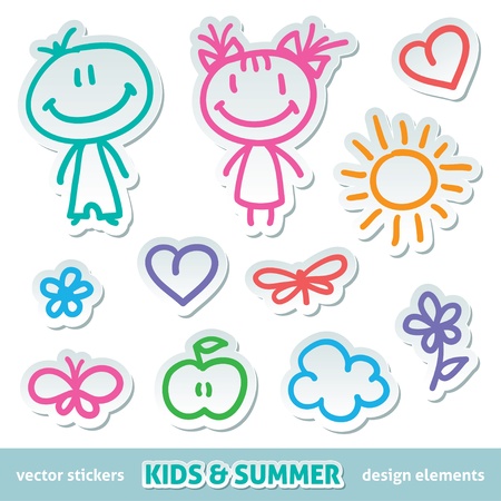 hand drawn kidsのイラスト素材
