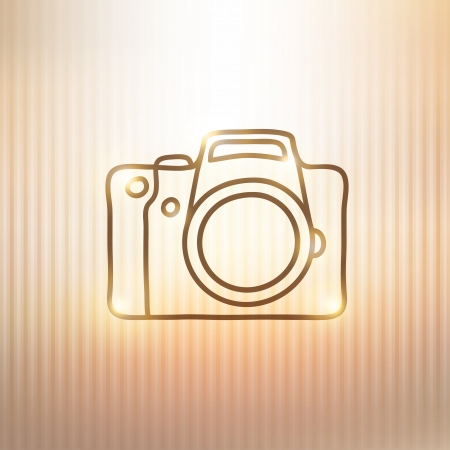 hand drawn photo camera on gold backgroundのイラスト素材