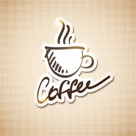 vector card with hand drawn cup of coffee and handwrite letteringのイラスト素材