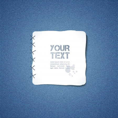 realistic denim background with white stickerのイラスト素材