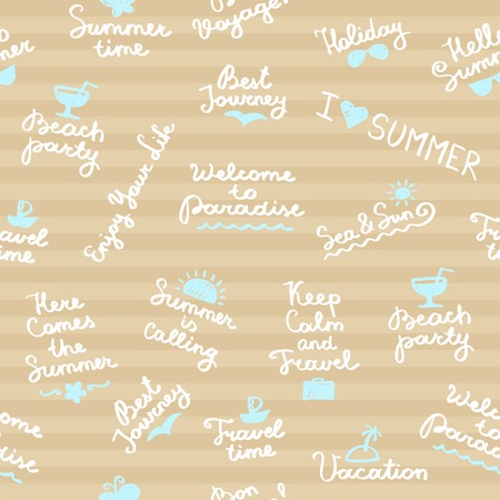 seamless pattern with summer handwritten lettering and symbols