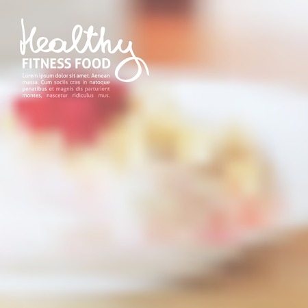 vector illustration, blurred food background, porridge with fruitsのイラスト素材