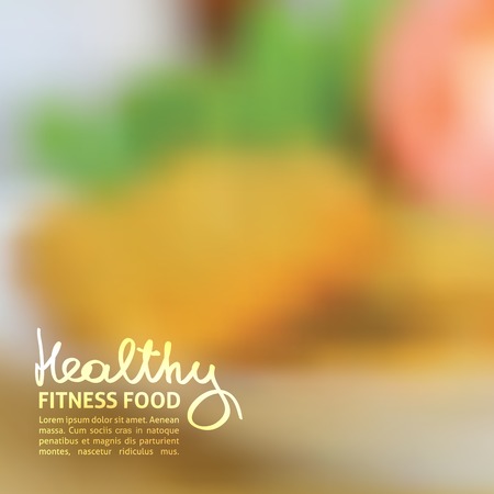 vector illustration, blurred food background, nuggets and vegetablesのイラスト素材