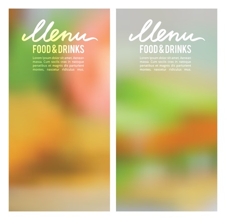 vector menu pages template, blurred food backgroundsのイラスト素材