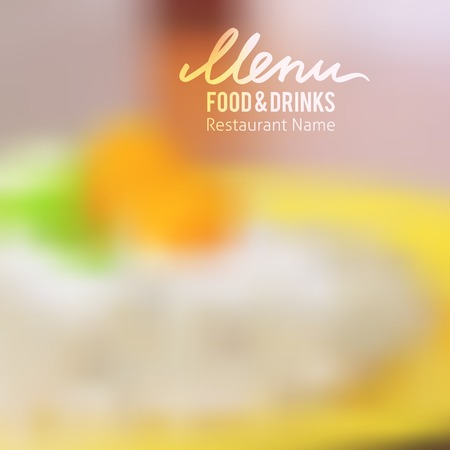vector menu page template, blurred food backgroundのイラスト素材