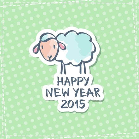 vector hand drawn sheep, happy new year 2015のイラスト素材