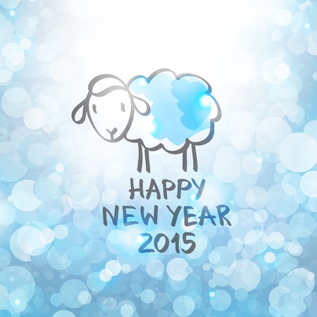 vector hand drawn sheep, happy new year 2015のイラスト素材