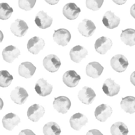 vector seamless pattern of watercolor gray circles on white backgroundのイラスト素材