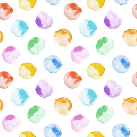 vector seamless pattern of watercolor circles on white backgroundのイラスト素材