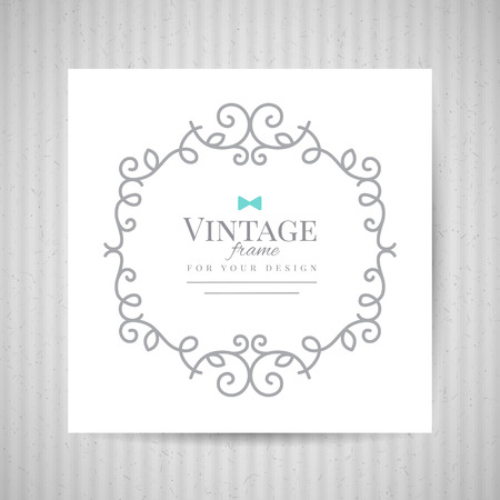 floral frame on white paper and old cardboard texture, vector background for vintage designのイラスト素材