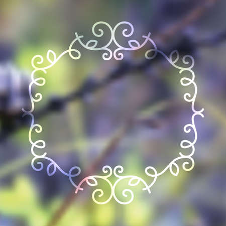 realistic blurred background of autumn nature and floral frameのイラスト素材