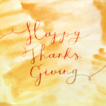 happy thanksgiving lettering, vector handwritten text for greeting cardsのイラスト素材