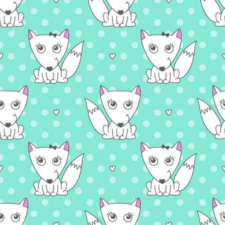 vector seamless pattern of foxes, texture for baby products or souvenirsのイラスト素材