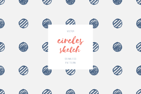 hand drawn circles, geometric vector seamless patternのイラスト素材