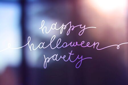 happy halloween party, vector handwritten lettering, halloween poster or greeting card templateのイラスト素材