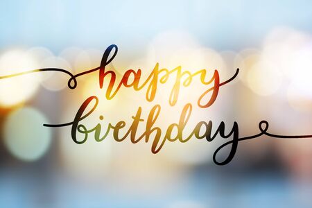 happy birthday, vector lettering, greeting card templateのイラスト素材
