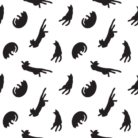 vector hand drawn funny cats, seamless patternのイラスト素材