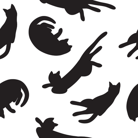 vector hand drawn funny cats, seamless patternのイラスト素材