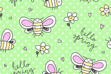 hand drawn cute big butterflies seamless patternのイラスト素材