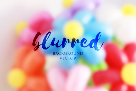 blurred flowers bouquet background, colorful balloons flowers Vector illustration.のイラスト素材