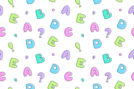 vector seamless pattern of baby cute hand drawn lettersのイラスト素材