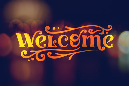welcome vector lettering with curlsのイラスト素材
