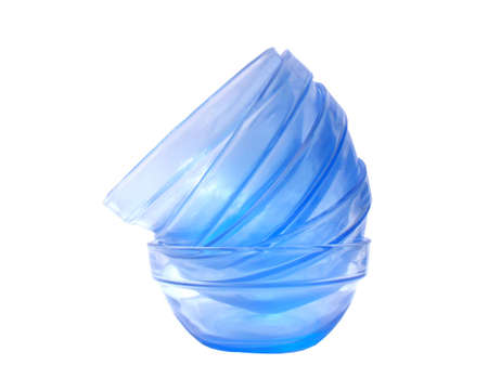           stacked blue glass bowlsの写真素材
