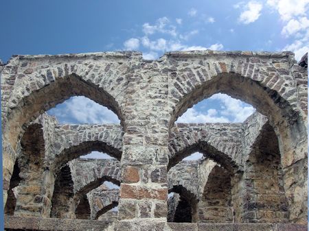           stone construction in golconda fort,India-2