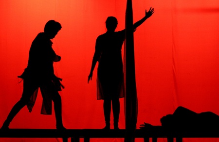 Hyderabad,Ap,India- August 16,2012-Actors performing The last colour marathi play based on Save tiger theme.のeditorial素材