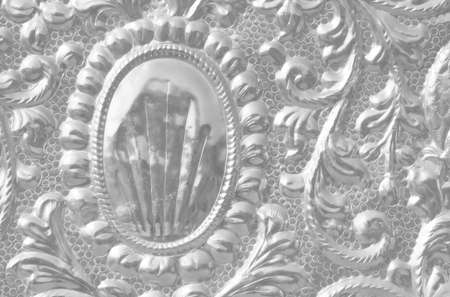 view of metal work of abstract floral shapes for use as backgroundの写真素材