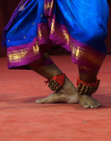 Indian man perform traditional bharatanatyam danceの写真素材