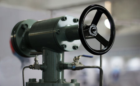 wheel handle control of  machinery in an  Industryの写真素材