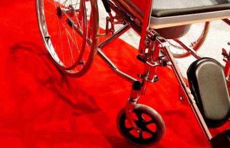 Close-up view of old,sick,injured and disabled person's wheel chairの写真素材
