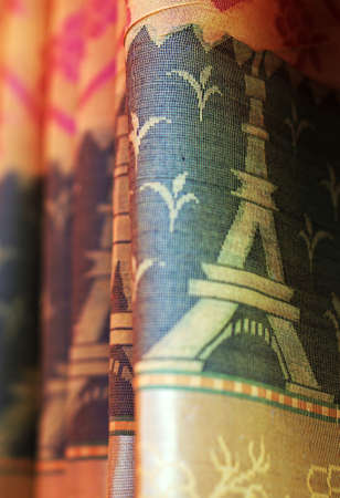 Close-up view of Indian woman traditional wear saree or sari in shop displayの写真素材