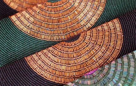 Close-up view of Indian woman hand bag or purse in a shop display for saleの写真素材