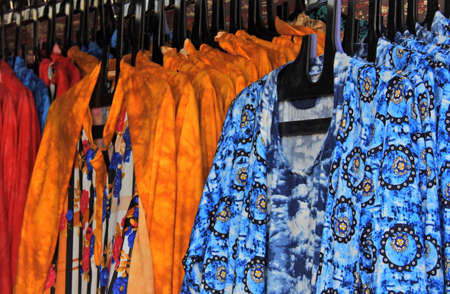 Close-up of indian woman fashion salwar kameez kurta in shop displayの写真素材
