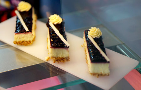 Close-up view of Pastries in a bakery shop displayの写真素材