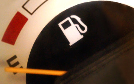 Close-up view of fuel staus indicator of a twwo wheeler vehicleの写真素材
