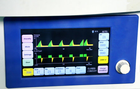 Close-up view of display of anesthesia equipment in hospital