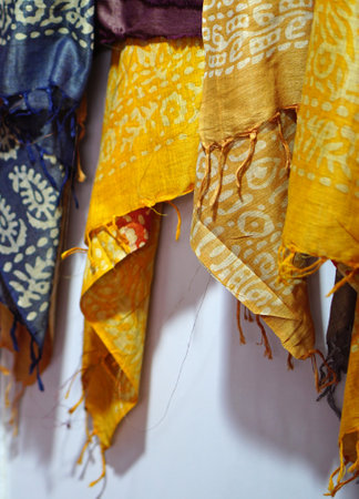 Close-up view of Indian woman upper clothing   of punjabi dress in shop displayの写真素材