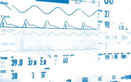Bed side human  heart parameters measurement monitor displayの写真素材