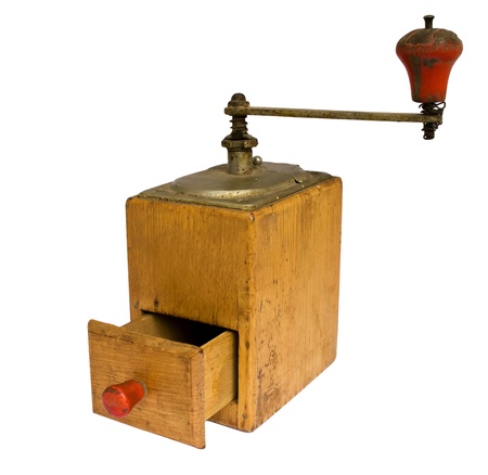 Isolated antique grinder on white backgroundの写真素材