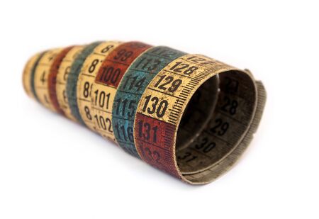 Isolated old tape measure on white background