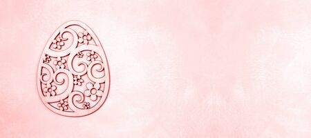 Pink Easter egg banner, backgound with copy spaceの写真素材