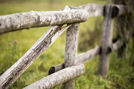 Rustic wooden fence in the countryside detailsの写真素材