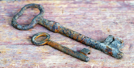 Web banner of old rusty keysの写真素材