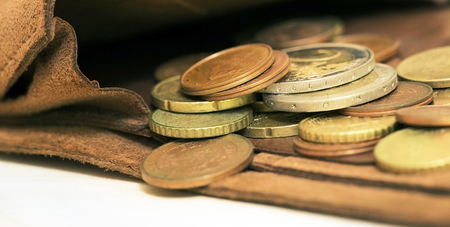 Euro coins closeup -  web banner of money savings conceptの写真素材