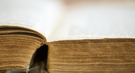 Open old bible book close-up